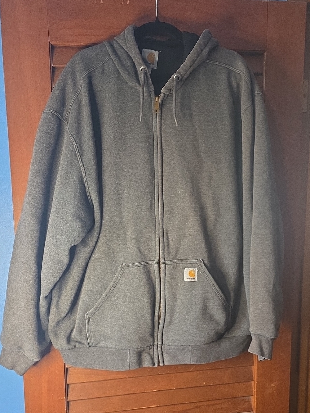Carhartt Charcoal Gray Rain Defender Zip Hoodie with Logo Patch